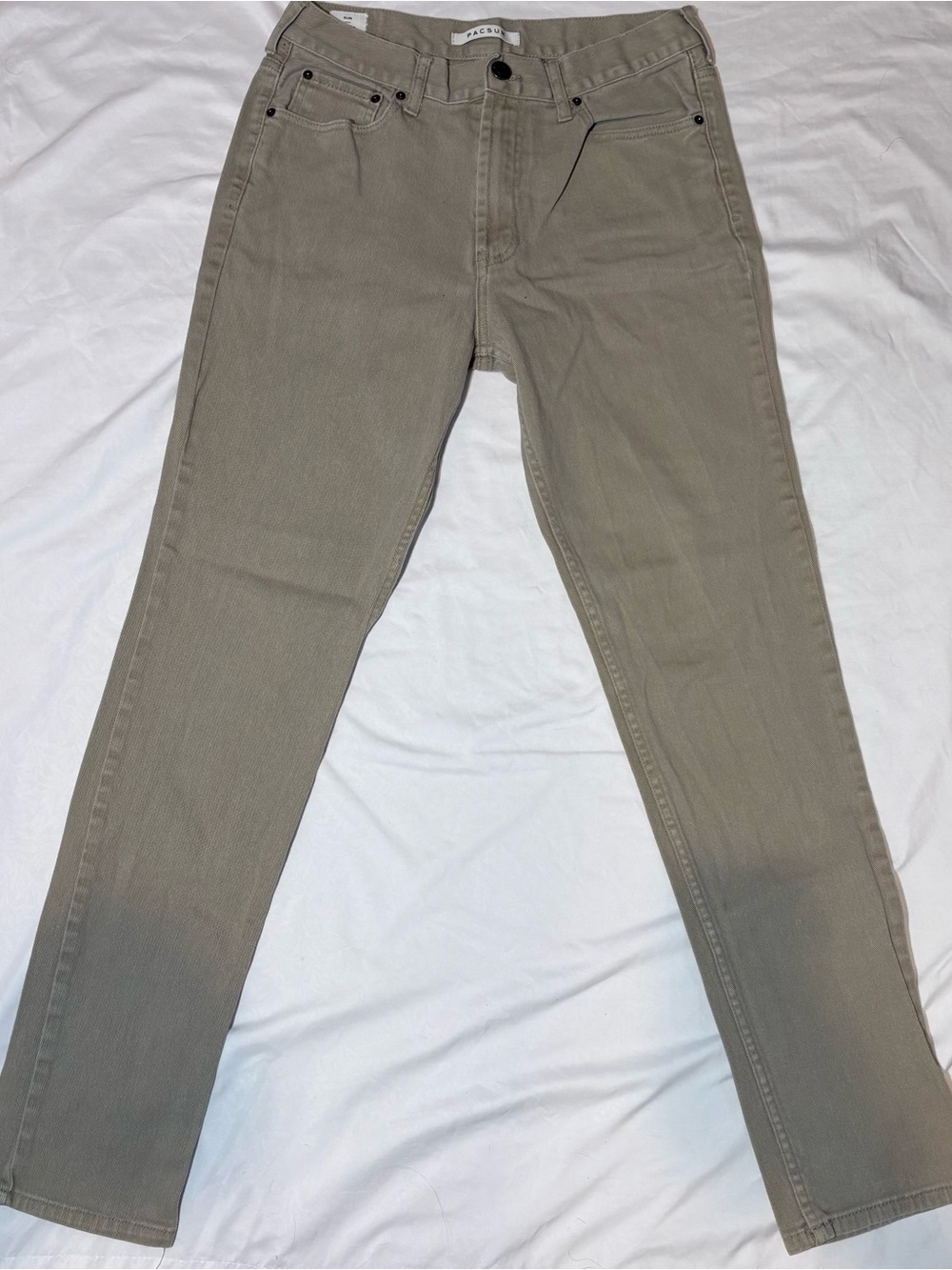 PacSun Men's Slim Straight Pants in Olive Taupe